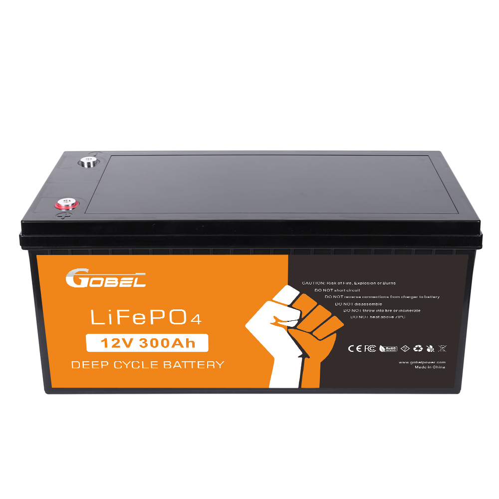 Gobel Power GP-12300 Pacco batteria LiFePO4 12,8 V 300 Ah 3,84 kWh - Batteria solare a ciclo profondo con BMS integrato, custodia in ABS, oltre 4000 cicli per camper, marina, energia solare off-grid