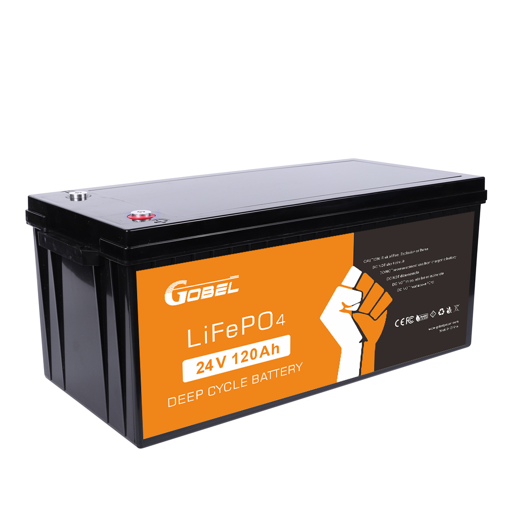 Gobel Power GP-24120 Pacco batteria LiFePO4 25,6 V 120 Ah 3,07 kWh - Batteria solare a ciclo profondo con BMS integrato, custodia in ABS, oltre 4000 cicli per camper, nautica, solare off-grid