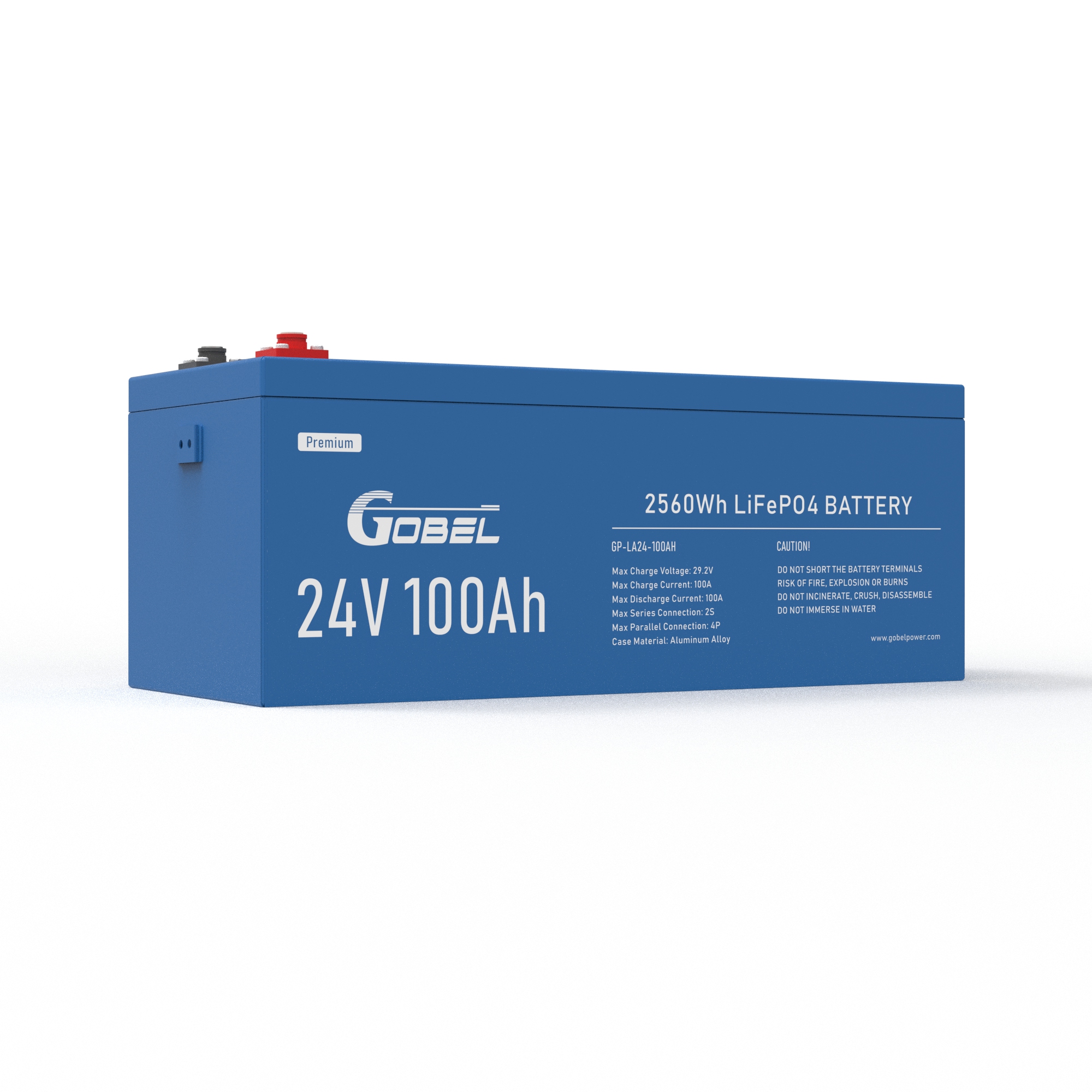 Gobel Power GP-LA24-100AH ​​25,6 V 100 Ah 2,56 kWh LiFePO4-Batterie – Gehäuse aus Aluminiumlegierung, Bluetooth BMS, IPX6 wasserdicht, Solarbatterie mit mehr als 4.000 Zyklen für Wohnmobile, Schiffe u