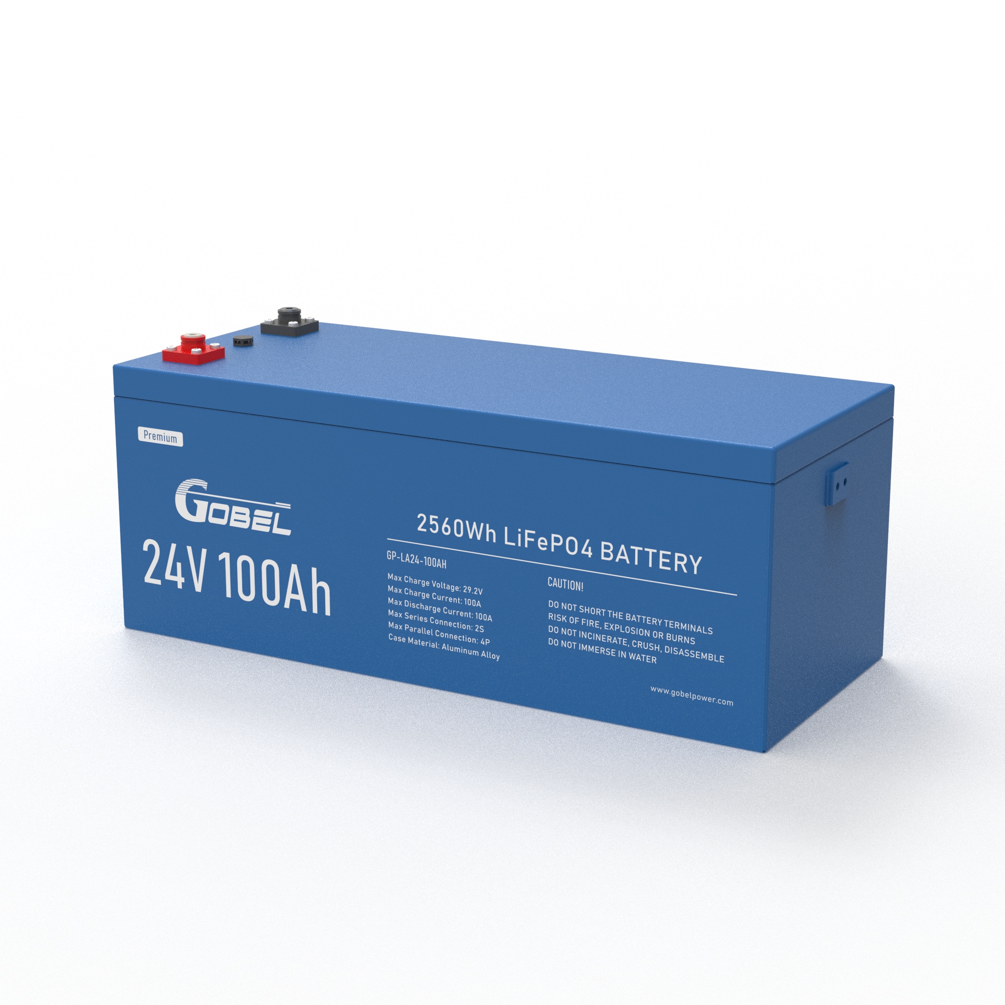 Gobel Power GP-LA24-100AH ​​25,6 V 100 Ah 2,56 kWh LiFePO4-Batterie – Gehäuse aus Aluminiumlegierung, Bluetooth BMS, IPX6 wasserdicht, Solarbatterie mit mehr als 4.000 Zyklen für Wohnmobile, Schiffe u